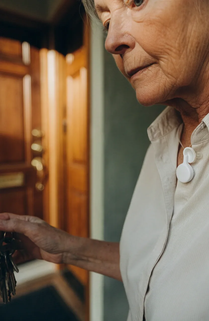 Sensor de caídas en colgante sobre una mesa de recibidor