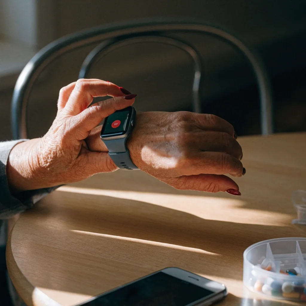 Objetos de uso diario de una tienda de gadgets para adultos mayores sobre una mesa de casa